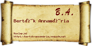 Bertók Annamária névjegykártya